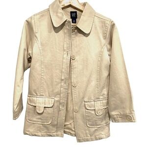 Gap - Kids Girl size 10 (large) beige denim long sleeve Cotton Poly blend jacket